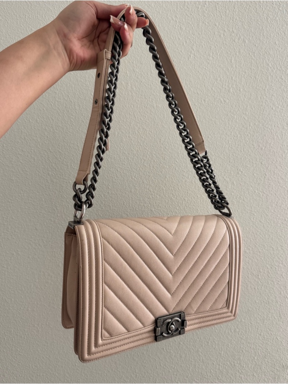 Quilted Light Pink Chain Shoulder Bag - Chanel